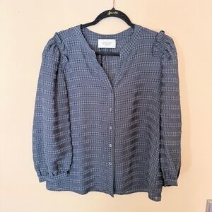 Luminary Blue Textured Women's Blouse size Large